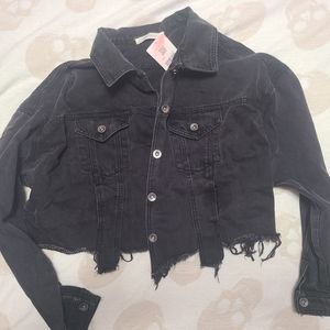 Arula black denim cut off jacket